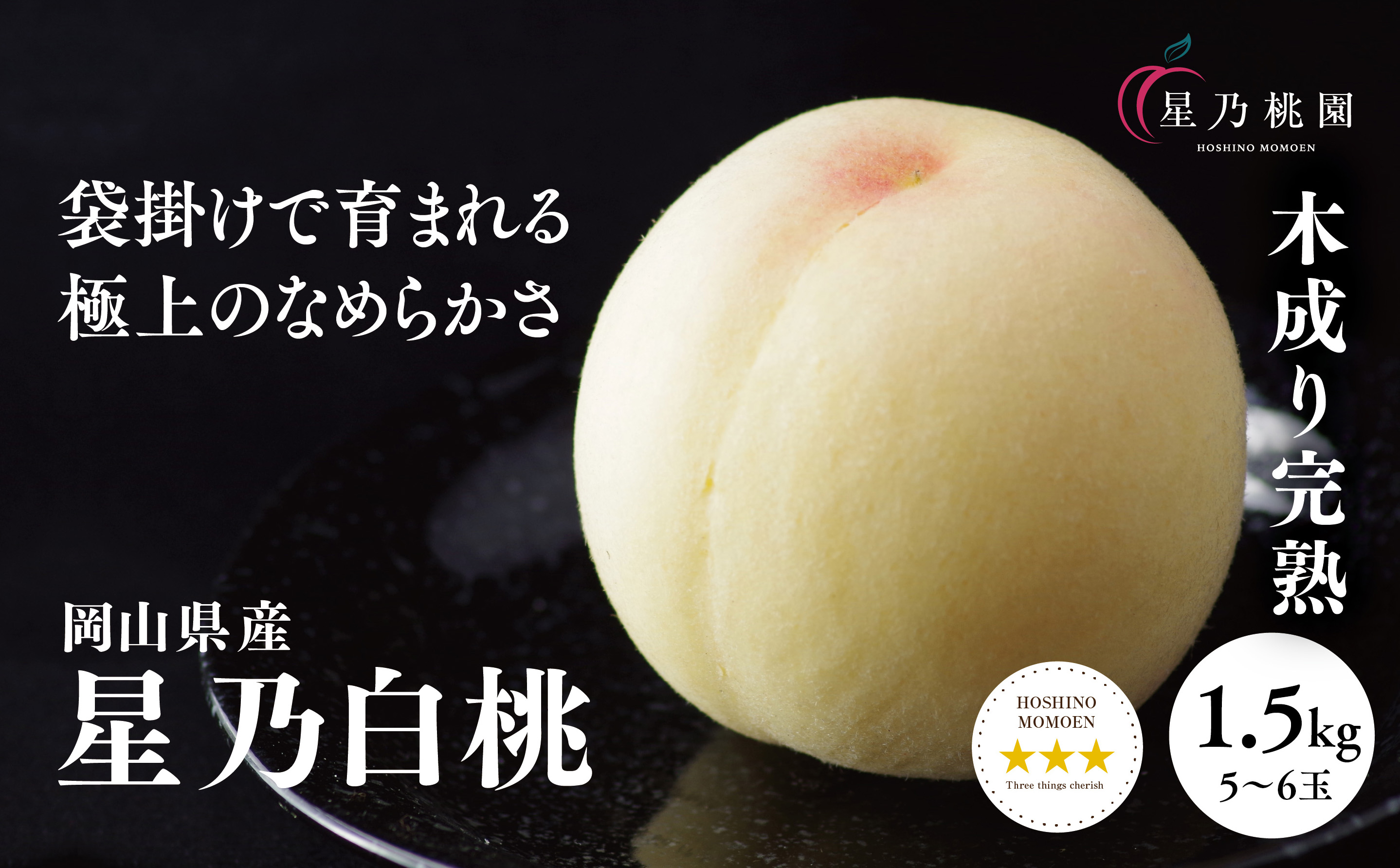 先行受付【星乃白桃】岡山県の桃園からお届けする三つ星の桃 1.5kg(5〜6玉)【配送不可地域：離島・北海道・沖縄県】【1614279】
