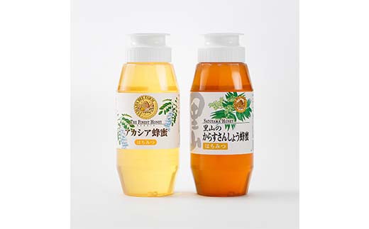 里山のからすさんしょう蜂蜜 300gとルーマニア産アカシア蜂蜜 300gの食べ比べセット はちみつ ハチミツ 柑橘系 すっきり 結晶しにくい 癖ない 繊細 やさしい TY0-0936