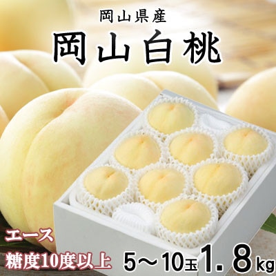 【先行受付】岡山白桃 エース 5〜10玉 1.8kg 岡山県産【配送不可地域：離島・北海道・沖縄県】【1305706】