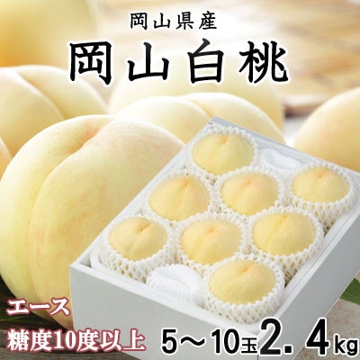 【先行受付】岡山白桃 エース 5〜10玉 2.4kg 岡山県産【配送不可地域：離島・北海道・沖縄県】【1305715】