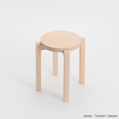 ヒノキのラウンドスツール　TSUYAMA FURNITURE【1403734】
