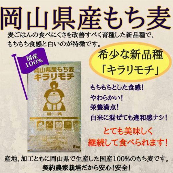 お米 もち麦 米 岡山県玉野市産 もち麦 キラリモチ 10kg (5kg×2袋) 餅米 もち米 