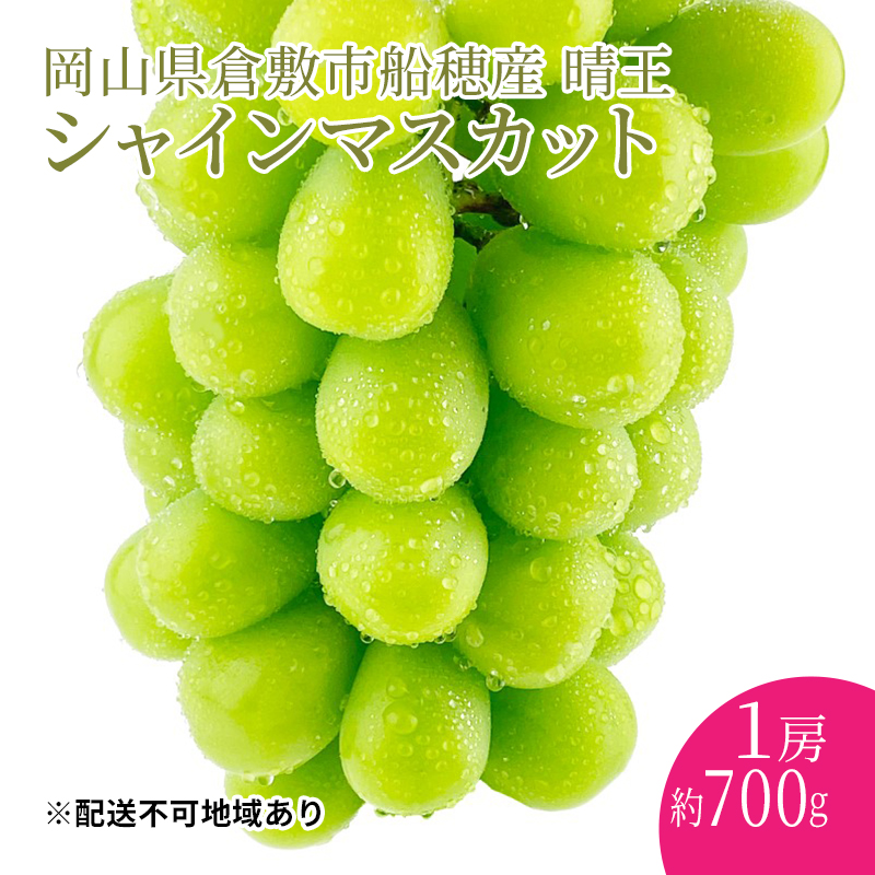 ぶどう 2026年度分 先行予約 【プレミアムシャインマスカット 晴王 1房 約700g】船穂産　赤秀品以上  岡山県産 葡萄 ブドウ ギフト ハレノフルーツ 皮ごと食べる みずみずしい