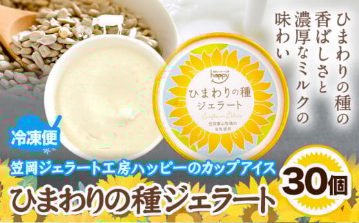ひまわりの種ジェラート 30個セット 笠岡ジェラート工房ハッピーのカップアイス 《45日以内に出荷予定(土日祝除く)》ジェラート アイス アイスクリーム ミルク ヒマワリの種 デザート