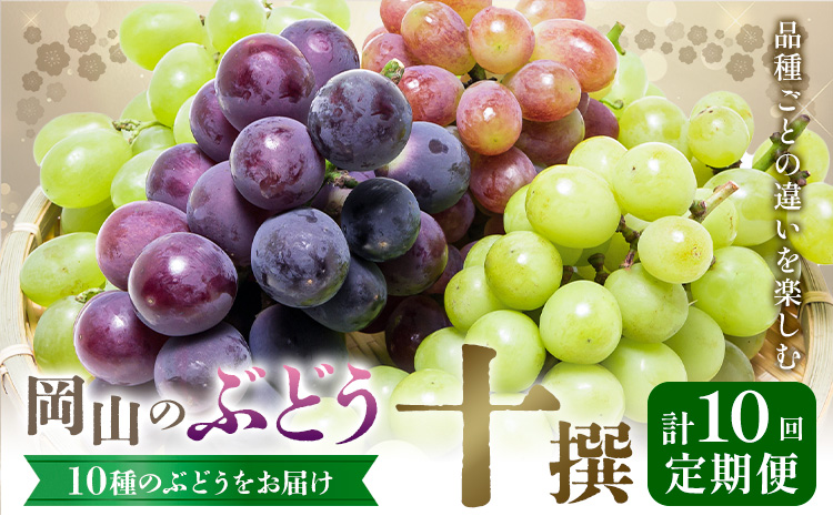【2026年発送先行予約】ぶどう 4ヶ月 計10回 定期便 岡山 の ぶどう 十撰 10種 各700g 計7kg 晴れの国おかやま館(漂流岡山)《2026年8月上旬-11月下旬頃出荷》岡山県 笠岡市 ぶどう マスカット 果物 フルーツ デザート 送料無料 【配送不可地域あり】（離島）