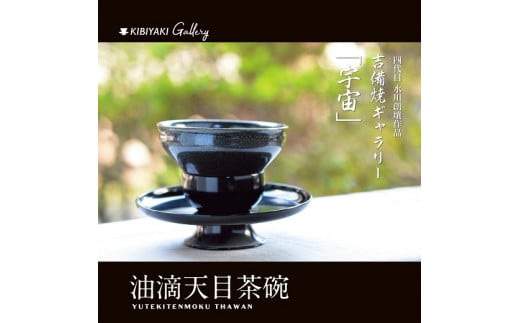 K-10　吉備焼窯元　四代目　水川創壤作「油滴天目茶碗」《90日以内に出荷予定(土日祝除く)》