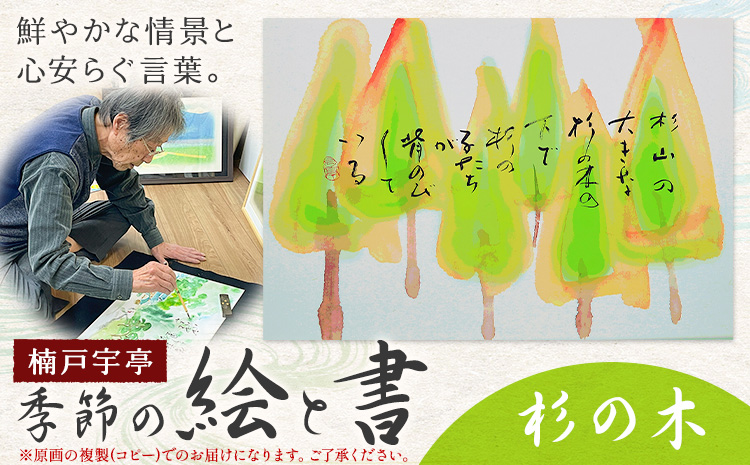 絵 書 書道 アート 季節の絵と書 杉の木 楠戸宇亭《90日以内に出荷予定(土日祝除く)》岡山県 笠岡市 送料無料 美術 作品 日本画 絵 インテリア