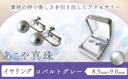 アクセサリー あこや真珠(8.5mm-9.0mm) コバルトグレー イヤリング ケース付き 富士真珠株式会社《45日以内に出荷予定(土日祝除く)》真珠 パール イヤリング 耳 両耳用 冠婚葬祭 礼服 アクセサリー 装飾品 st-p