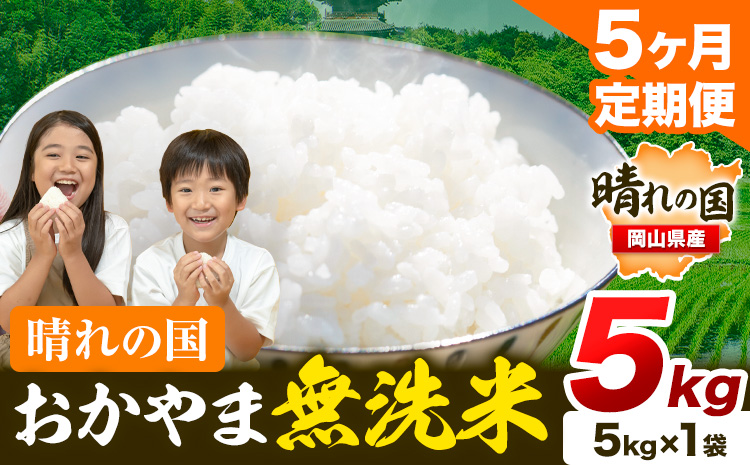 晴れの国 おかやま 無洗米 米 個包装 こめ コメ 岡山 岡山県産 【定期便】5kg (5kg×1袋) 計5回お届け《お申込月の翌月より発送》 お米 ライス ヒノヒカリ あきたこまち にこまる きぬむすめ ブレンド米