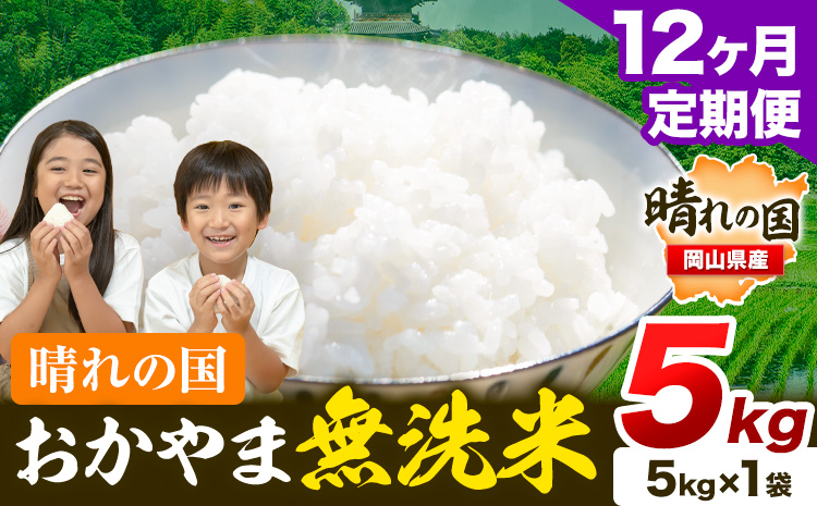 米 無洗米 岡山 晴れの国 おかやま 岡山県産【定期便】5kg (5kg×1袋) 計12回お届け《お申込月の翌月より発送》 洗わず ライス SDGs 国産 ヒノヒカリ あきたこまち にこまる きぬむすめ ブレンド米 おにぎり 弁当 笠岡市