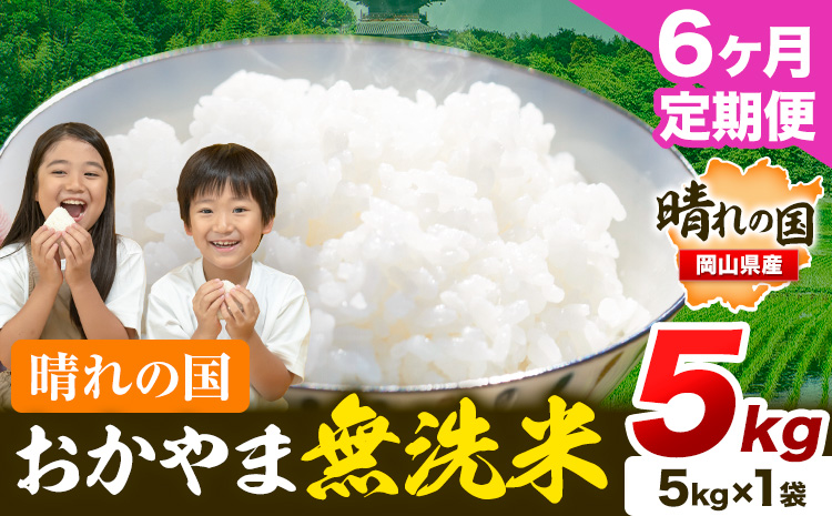 晴れの国 おかやま 無洗米 米 個包装 こめ コメ 岡山 岡山県産 【定期便】5kg (5kg×1袋) 計6回お届け《お申込月の翌月より発送》 お米 ライス ヒノヒカリ あきたこまち にこまる きぬむすめ ブレンド米