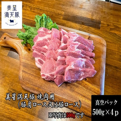 美星満天豚 焼肉用 豚肩ロース(又は豚ロース)2.0kg(真空パック)【配送不可地域：離島】【1584139】