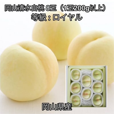 【2026年発送】岡山県産 岡山清水白桃 8玉(1玉200g以上)ロイヤル 化粧箱入り【配送不可地域：離島】【1710819】