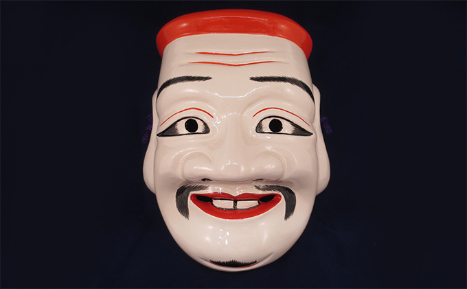 備中神楽面桐一刀彫 大国主の命 伯泉作 民芸品 工芸品 