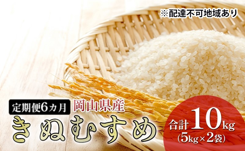米 【 定期 便 6ヶ月 】 特Aランク きぬむすめ 10kg （5kg×2袋） 令和7年産 こめ コメ 白米 岡山県産