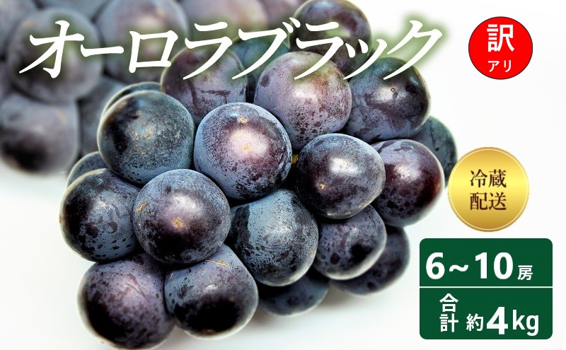 【2026年 先行予約】【訳あり品】オーロラブラック 6～10房 合計約4kg 冷蔵配送 ぶどう 葡萄 フルーツ 果物 岡山 高梁市