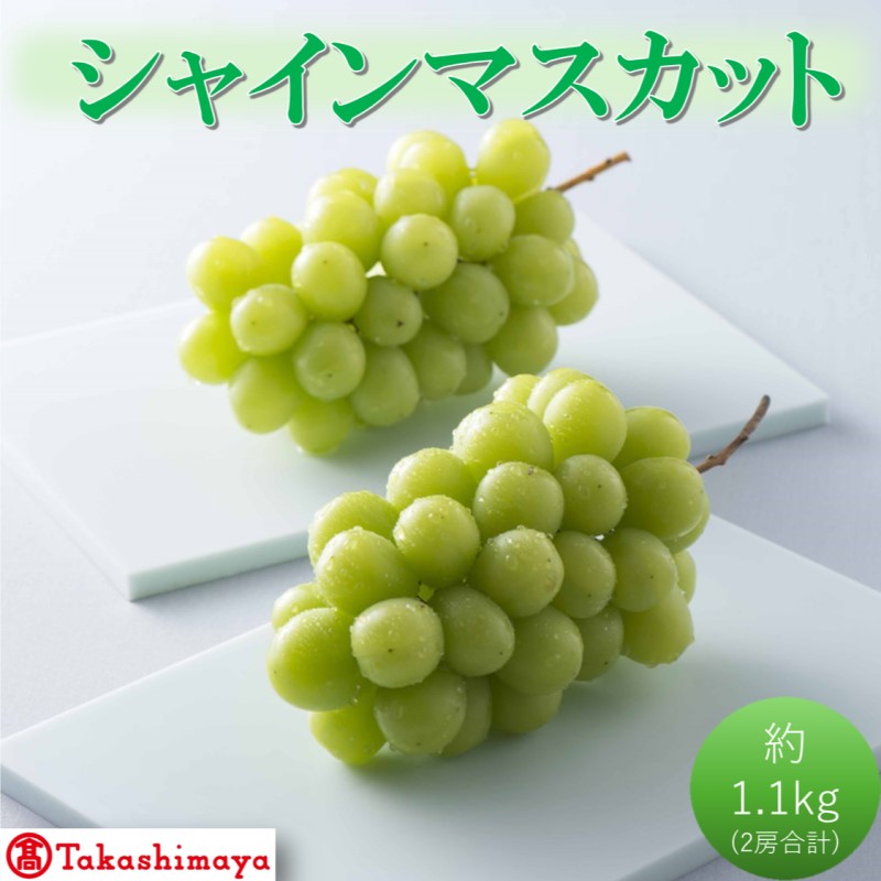 2026年 早期受付【高島屋選定品】シャインマスカット 約1.1kg（2房合計）岡山県高梁市産 個装箱入り 葡萄 ブドウ 贈り物