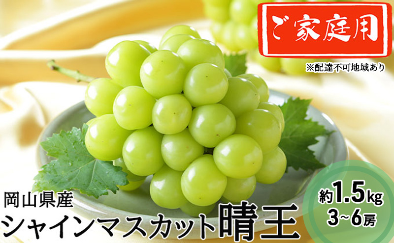 ぶどう 2026年 先行予約 ご家庭用 シャイン マスカット 晴王 3～6房 約1.5kg ブドウ 葡萄 岡山県産 国産 フルーツ 果物