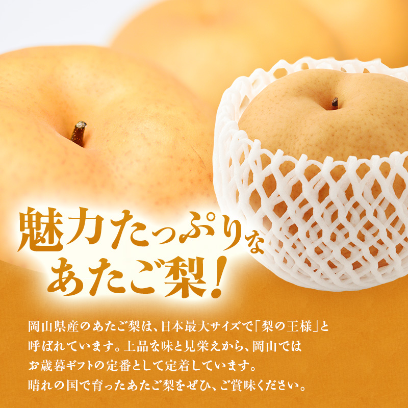 【2026年先行受付】 梨 あたご梨  秀品 約4kg(3～6玉) 岡山名産 日本一大きな梨 なし ナシ お歳暮 ギフト 御礼 プレゼント 御礼 御祝 御供 果物 くだもの フルーツ
