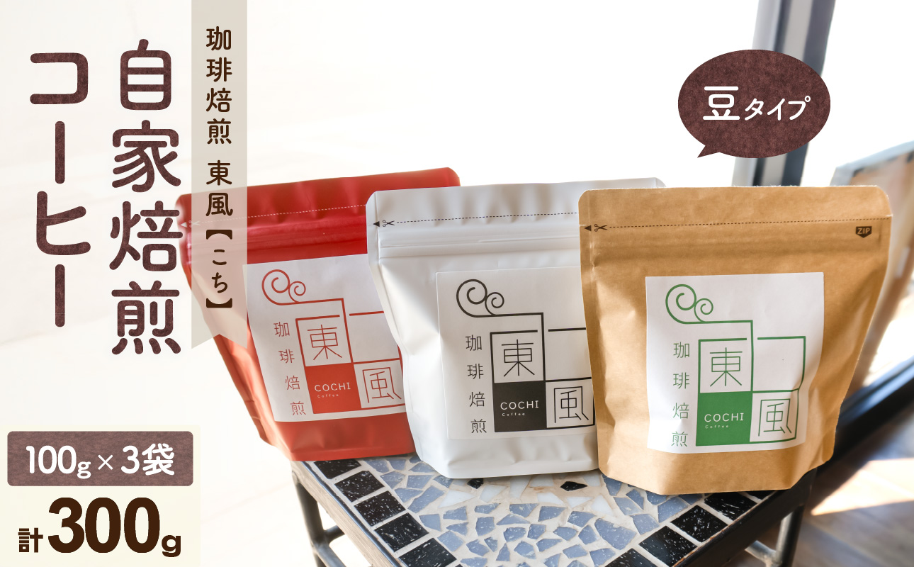 自家焙煎 コーヒー豆 焙煎珈琲 東風 オリジナルブレンド 100g×3袋 セット