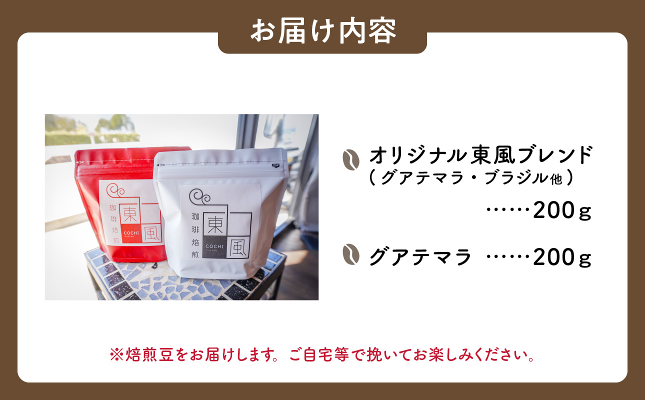 自家焙煎　東風（こち）コーヒー豆2点セットA