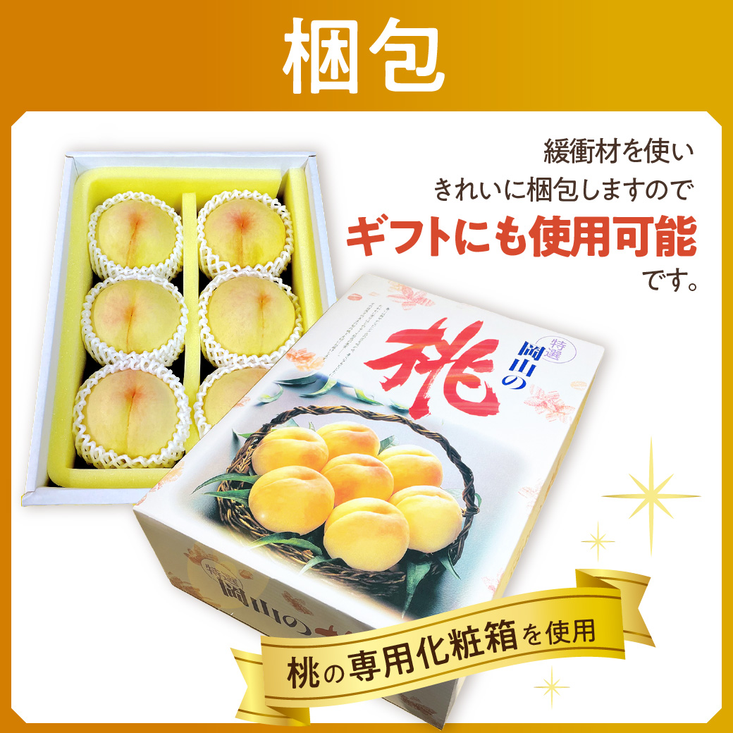 【令和６年発送分】岡山県産　白桃「ロイヤル」大玉６玉