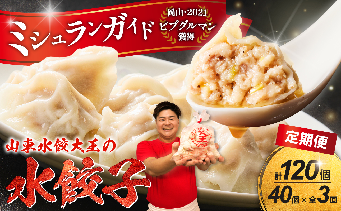 餃子 水餃子 定期便 3回発送 40個 ミシュラン 山東水餃大王 定期便（3回発送A）40個