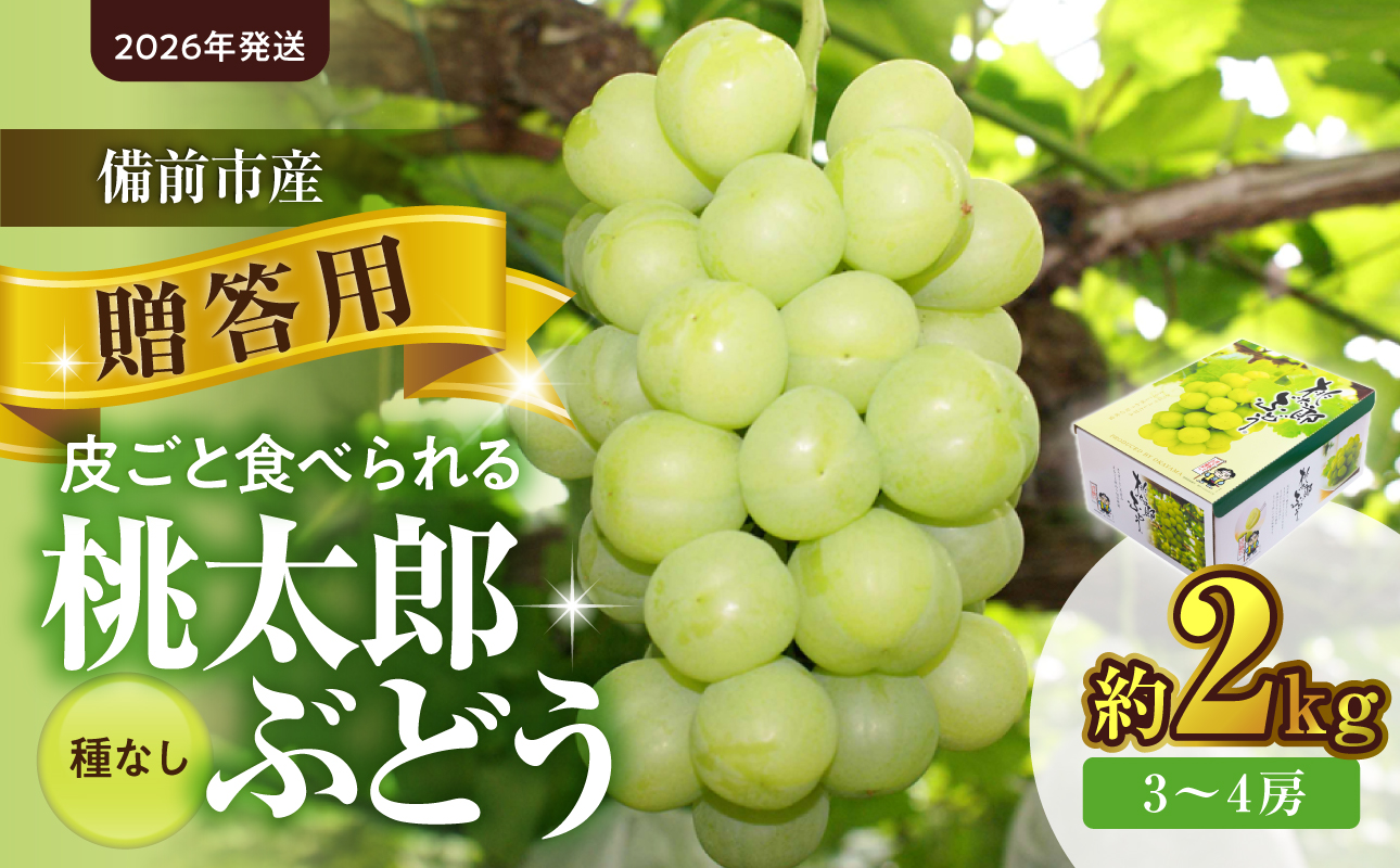 【2026年発送】備前市産 贈答用 桃太郎ぶどう 約2kg（9月初旬～10月初旬発送予定）【 フルーツ 桃太郎ぶどう 葡萄 果物 備前市産 贈答用 のし不可 晴れの国おかやま 】