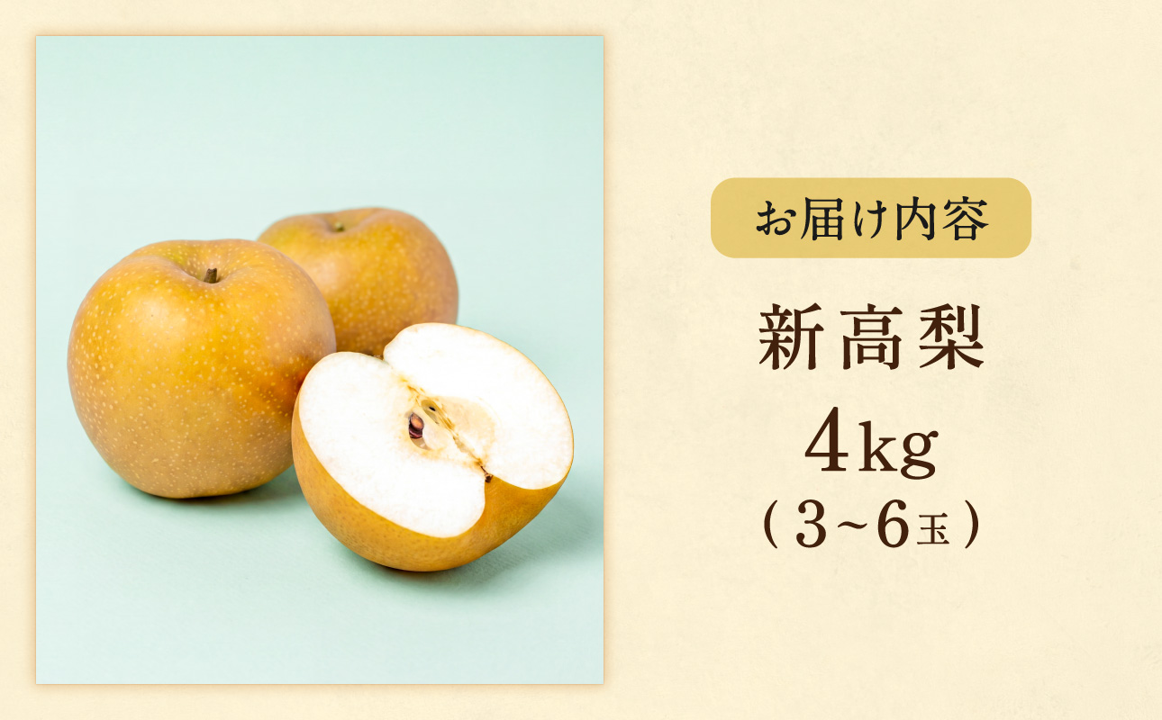 【2027年発送・先行予約】新高梨 3~6玉(約4kg) 化粧箱入り(令和9年9月下旬~11月上旬頃発送)【フルーツ 果物 くだもの のし不可 なし 岡山県産 先行受付】