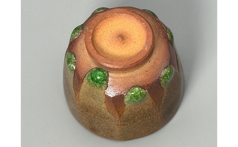 虫明焼 灰釉貫入面取ぐい呑(ヒスイ、黒井博史 作) 工芸品 食器 酒器 ぐい呑