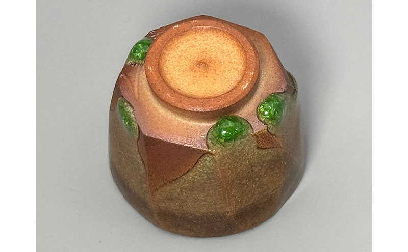 虫明焼 灰釉彩貫入ヘラ目ぐい呑(ヒスイ、黒井博史 作) 工芸品 食器 酒器 ぐい呑