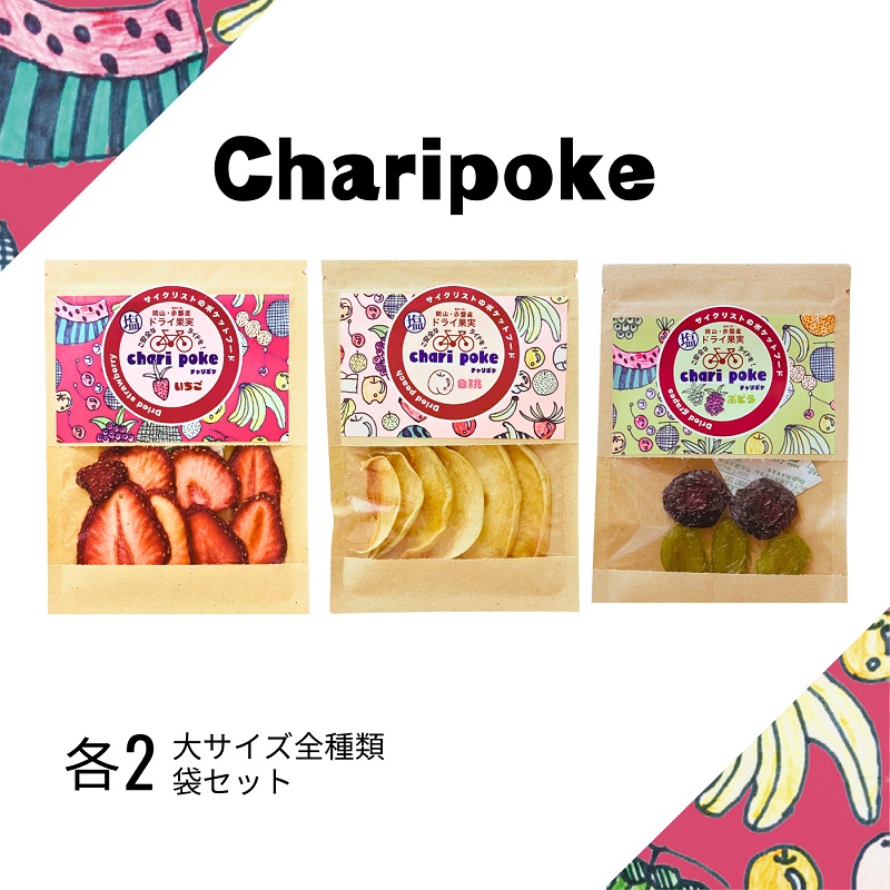 ドライフルーツ Chari poke チャリポケ 塩 ドライ果実 3種 セット 大サイズ 岡山