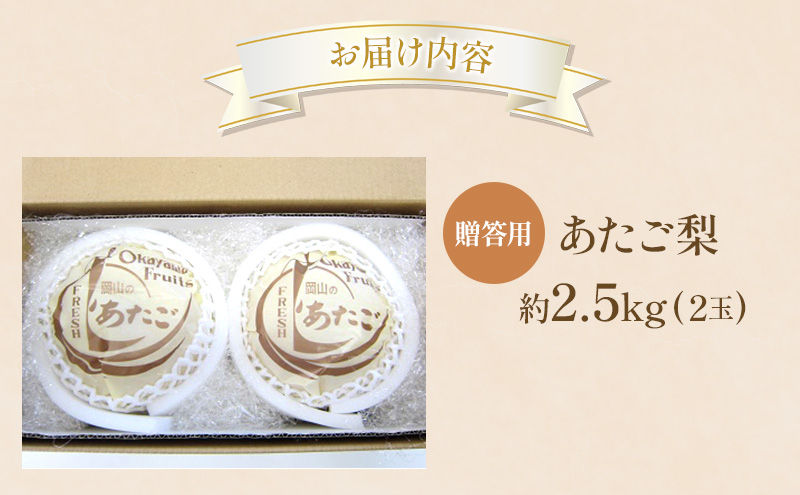 梨 2026年 贈答用 あたご梨 約2.5kg (2玉) フルーツ 果物 岡山 赤磐市