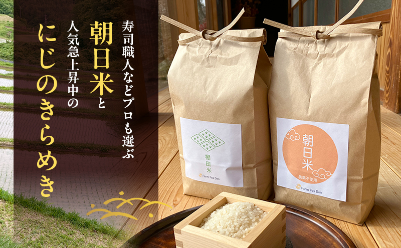 先行受付 伝統稲と現代稲食べ比べ 無洗米 ホタル舞う里山の棚田米 精米8kg 令和8年産 朝日2kg にじのきらめき2kg 各2袋