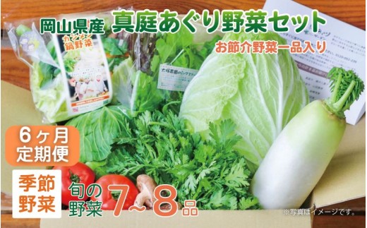 【6カ月定期便】真庭あぐり野菜セット セットカット野菜が1品入る 7～8品 / 詰め合わせ 産地直送 お試し 岡山県 産直工房 新鮮 あぐりガーデン 国産 【配送不可：北海道／沖縄県／離島】  【jujy-tkb049】