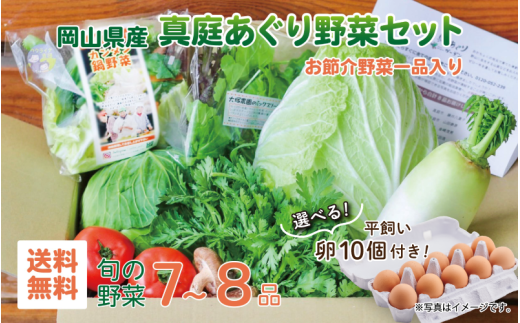 まにわの野菜 真庭あぐり野菜セット 7～8品 カット野菜入り 平飼い卵付き  / 詰め合わせ 産地直送 岡山県 真庭市 新鮮 あぐりガーデン 産直工房 国産【配送不可地域：北海道／沖縄県／離島】【jujy054-01】