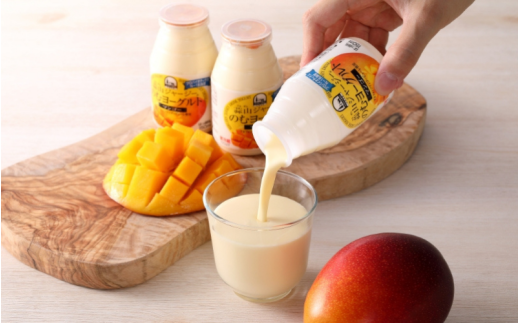 【月2回×12カ月定期便】 蒜山ジャージー飲むヨーグルトセット×月2回ずつ×12カ月 岡山 真庭 乳製品 マンゴー 人気 デザート スイーツ ギフト 冷蔵 健康 【hiru-tkb023】