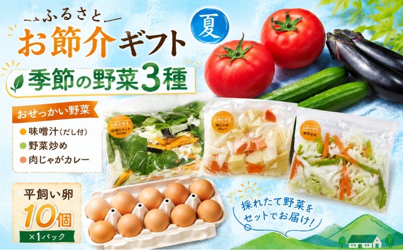 ふるさとお節介ギフト【夏】 (2026年7月上旬～8月下旬発送予定) / 先行予約 産地直送 農家 新鮮 あぐりガーデン 夏野菜 カット野菜 国産 たまご 平飼い卵 岡山県 真庭市  yasai034 【配送不可地域：北海道／沖縄県／離島】 【jujy091-01】