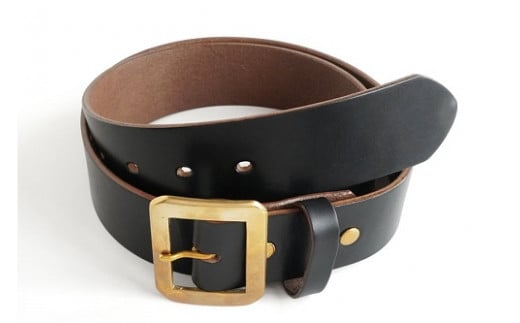 E STREET LEATHER ホーウィン・クロムエクセル 茶芯革 レザーベルト ブラック（30インチ 76.5cm） 【star006-1-01】