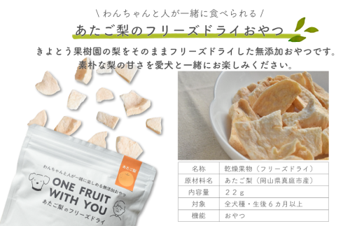 【きよとうファーム】あたご梨のフリーズドライおやつ 計2袋（約44g） （岡山県真庭市産） ペット 果物【KF-F001-01】