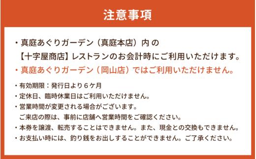 十字屋商店 お食事券 5,000円分（カフェタイムでも利用可） 真庭あぐりガーデン 岡山県真庭市 チケット ランチ グルメ 【jujy057-01】