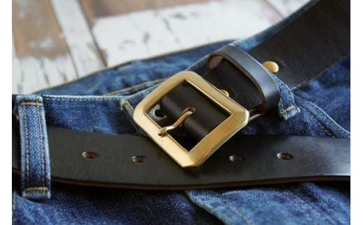 E STREET LEATHER ホーウィン・クロムエクセル 茶芯革 レザーベルト ブラック（36インチ 91.5cm） 【star006-4-01】