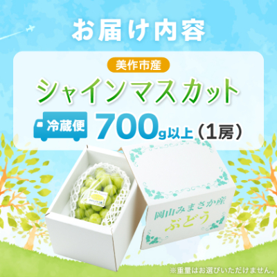【2026年先行受付】岡山県美作市産　シャインマスカット　1房(700g以上)【配送不可地域：離島】【1142181】
