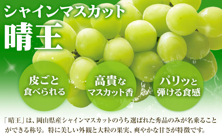 シャインマスカット【晴王】 岡山県産 2〜3房(計1.4kg以上)【先行予約】 株式会社Myself《2025年9月上旬-11月上旬頃出荷》マスカット 送料無料 岡山県 浅口市 ぶどう フルーツ 果物 贈り物 ギフト