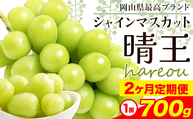 シャインマスカット 晴王 岡山県産 定期便 2ヶ月 9月・10月発送 [2025年先行予約]《9月中旬-10月末頃出荷(土日祝除く)》1房 700g ハレノスイーツ 岡山中央卸売市場店 岡山県 浅口市 【配送不可地域あり】