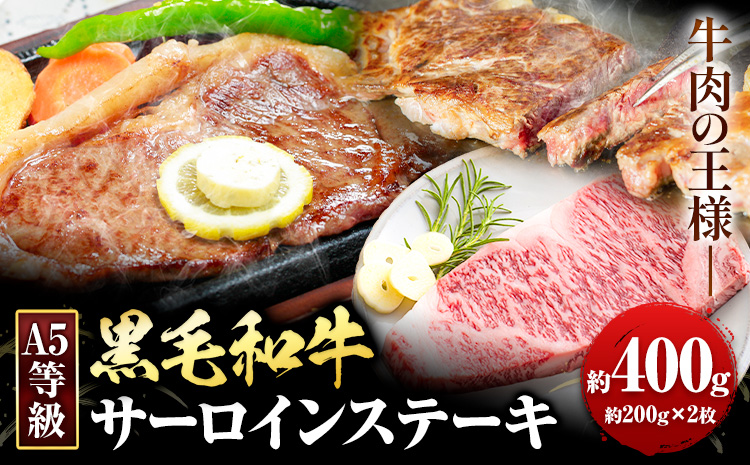 黒毛和牛 A5等級 肉 和牛 国産 牛肉 サーロイン ステーキ ステーキ肉 約400g (約200g×2枚) 株式会社ウィズフラワーホールディングス《30日以内に発送予定(土日祝除く)》岡山県 浅口市 冷凍 分厚い送料無料