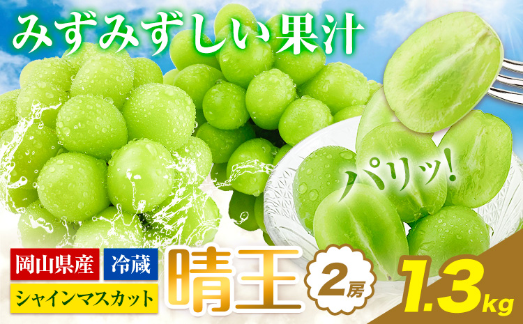 ぶどう [2026年先行予約] シャインマスカット 晴王 2房 1.3kg 岡山県産《2026年9月上旬-10月末頃出荷(土日祝除く)》 ハレノフルーツ マスカット 送料無料 岡山県 浅口市 フルーツ 果物 贈り物 ギフト 国産 岡山県産 くだもの 青果物 【配送不可地域あり】（北海道・沖縄・離島）