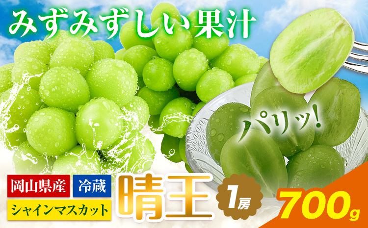 ぶどう [2026年先行予約] シャインマスカット 晴王 1房 700g 岡山県産《2026年9月上旬-10月末頃出荷(土日祝除く)》 ハレノフルーツ マスカット 送料無料 岡山県 浅口市 フルーツ 果物 贈り物 ギフト 国産 岡山県産 くだもの 青果物 【配送不可地域あり】（北海道・沖縄・離島）a-1