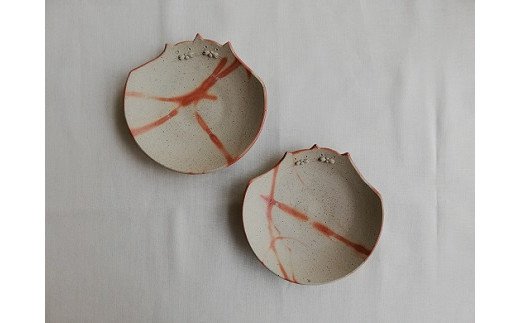 備前焼　なかよし猫皿（小）
