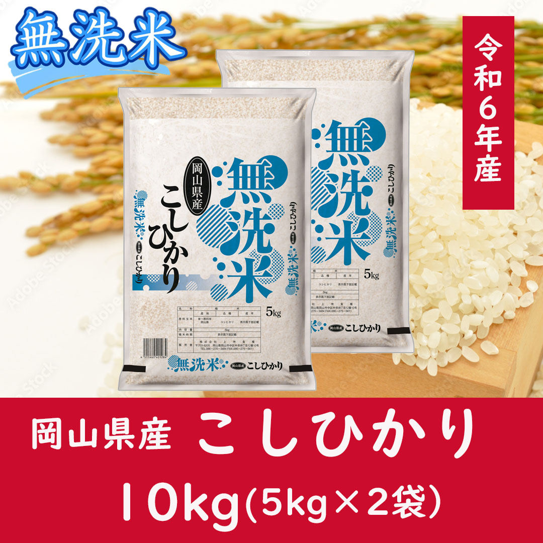 お米　【無洗米】岡山県産こしひかり100%（令和6年産）10kg